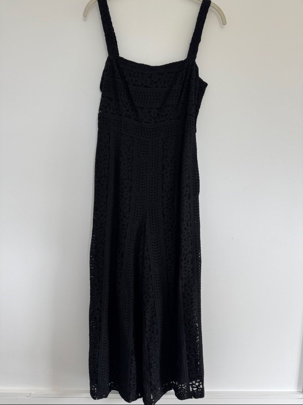 Black Crochet Romper with Straps and pockets